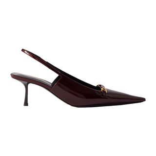 SAINT LAURENT, Carine Embellished Patent-Leather Slingback Pumps