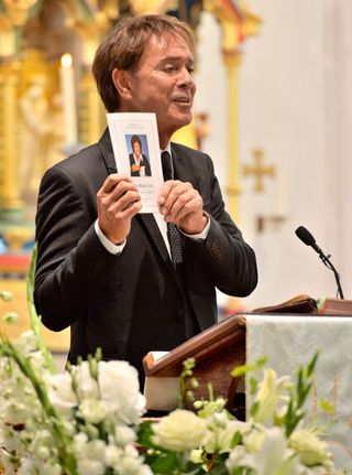 Cliff Richard speaks at the funeral