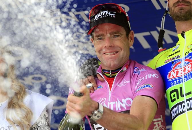 Champagne for Cadel Evans at the Giro del Trentino