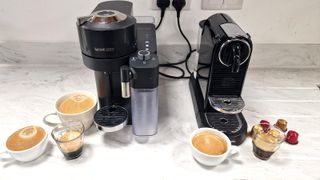 Nespresso Vertuo vs Original overhead of complete set of drinks