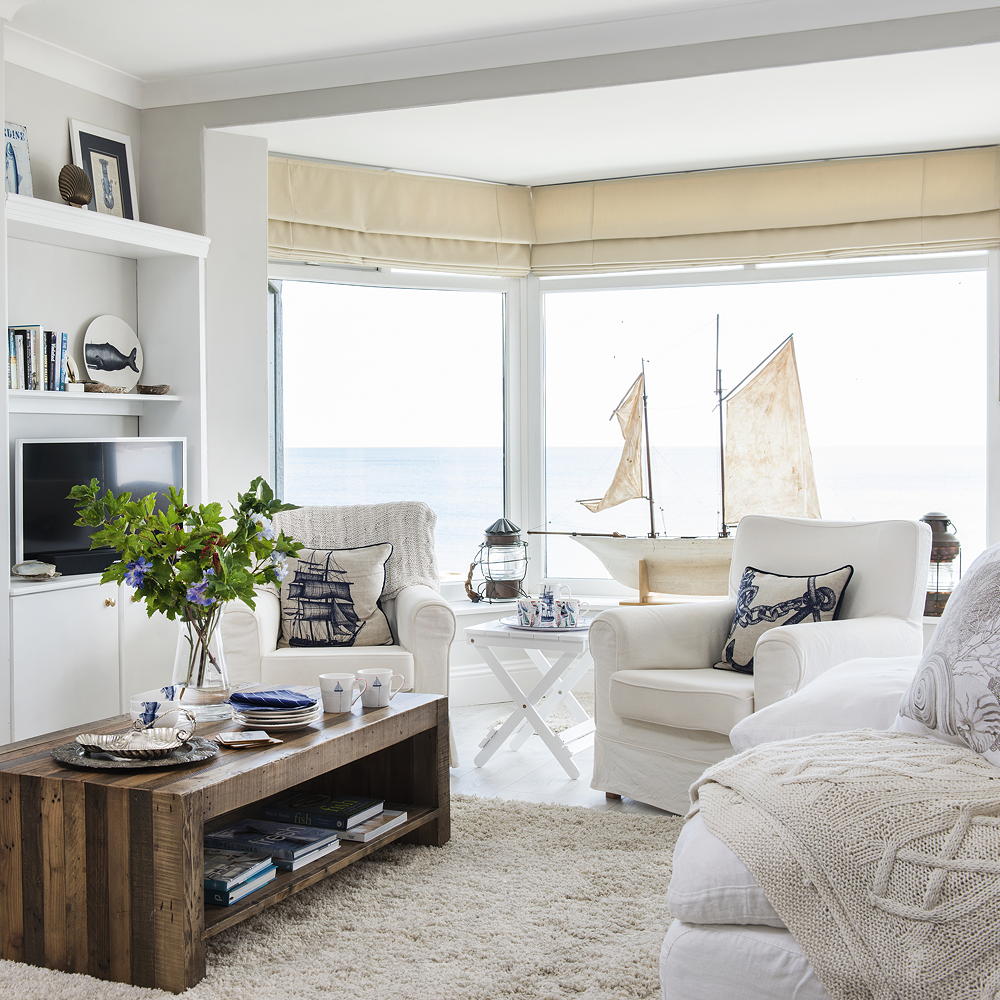 white apartment with ship model