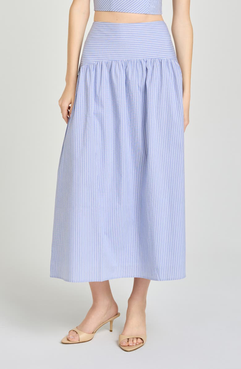 X Hannah Lovey Porter Georgia Directional Stripe Cotton Blend Midi Skirt