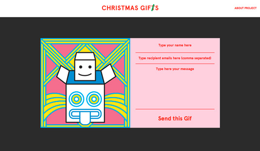 This cool gift concept by artist Supermundane is just one of many Christmas GIF designs