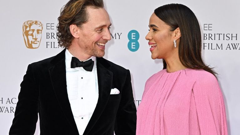 Tom Hiddleston and Zawe Ashton attend the EE British Academy Film Awards 2022 at Royal Albert Hall on March 13, 2022 in London, England