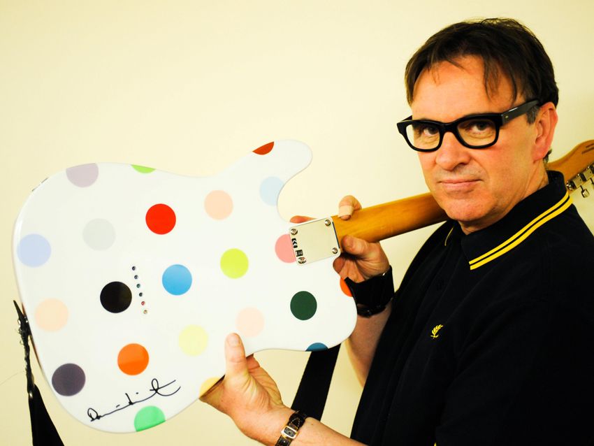 Squueze's Chris Difford show's off the back of his Telecaster