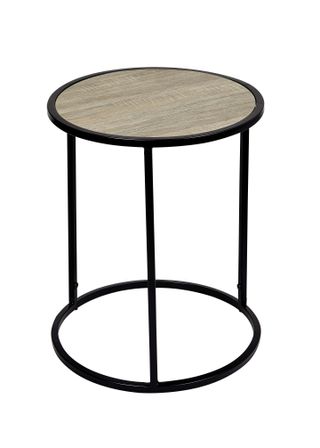 side table with wooden round top and black stand