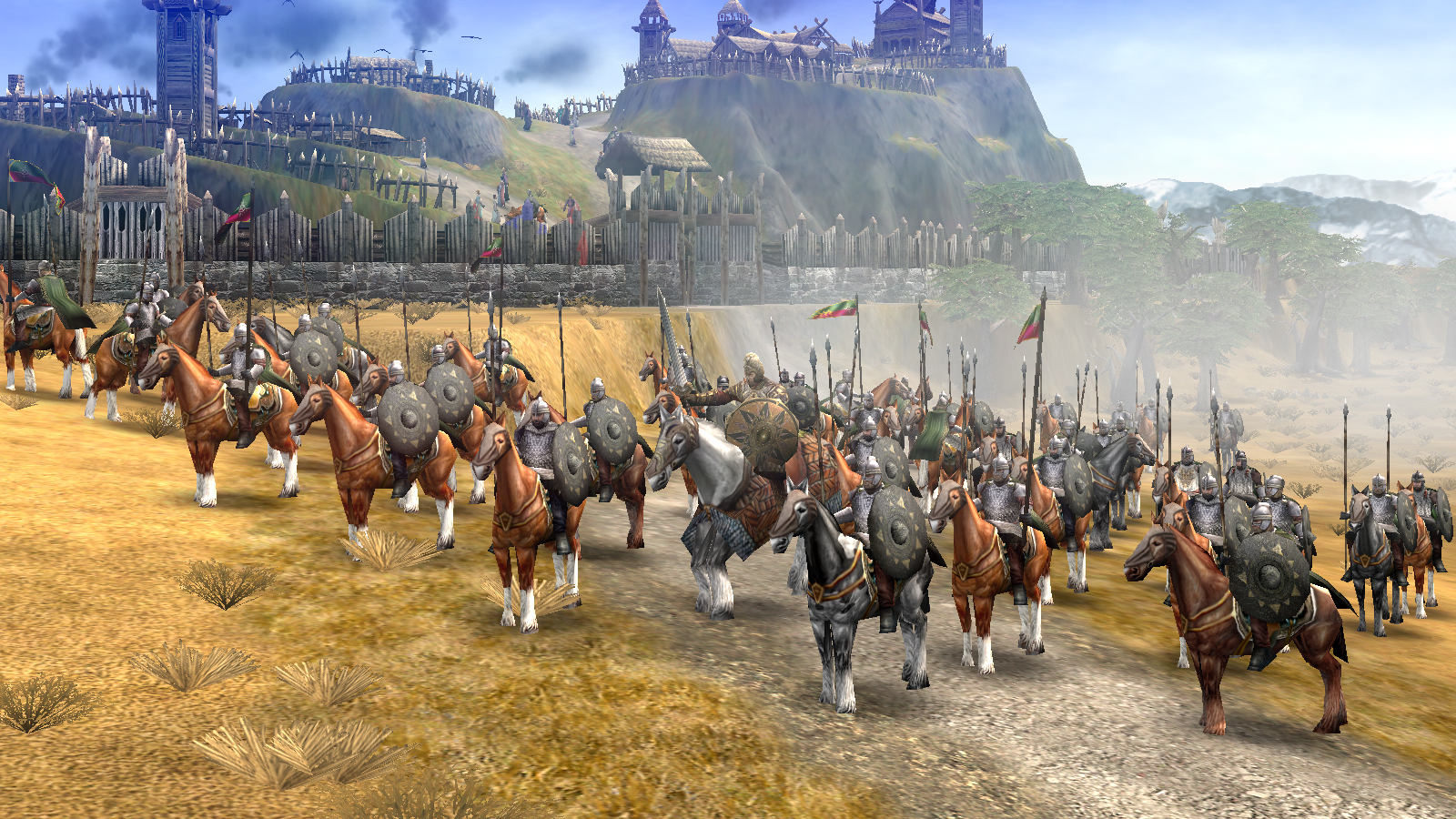Rohan cavalry standing in formation in Battle for Middle-earth
