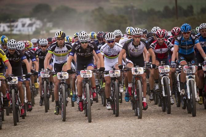 The lead riders head out of Greyton during stage 4