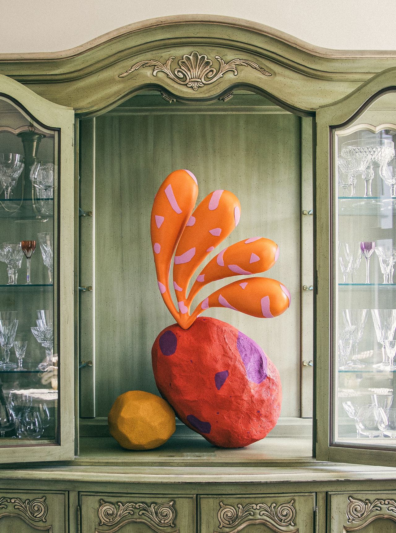 A series of colorful, abstract sculptures and murals.
