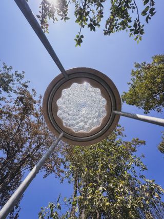 Glass and steel sculpture at Ruinart in Reims, France