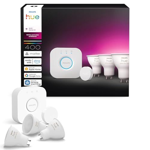 LED smart bulb Starter Kit  (3 spotlight bulbs, Smart Button and bridge), White and Color Ambiance