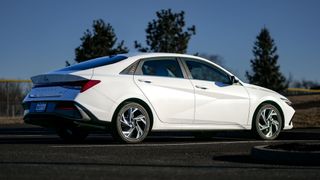 2025 Hyundai Elantra Hybrid Limited side angle view.