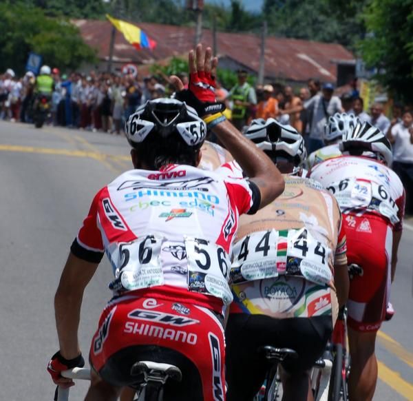 Riders did what they could to keep cool during the stage.