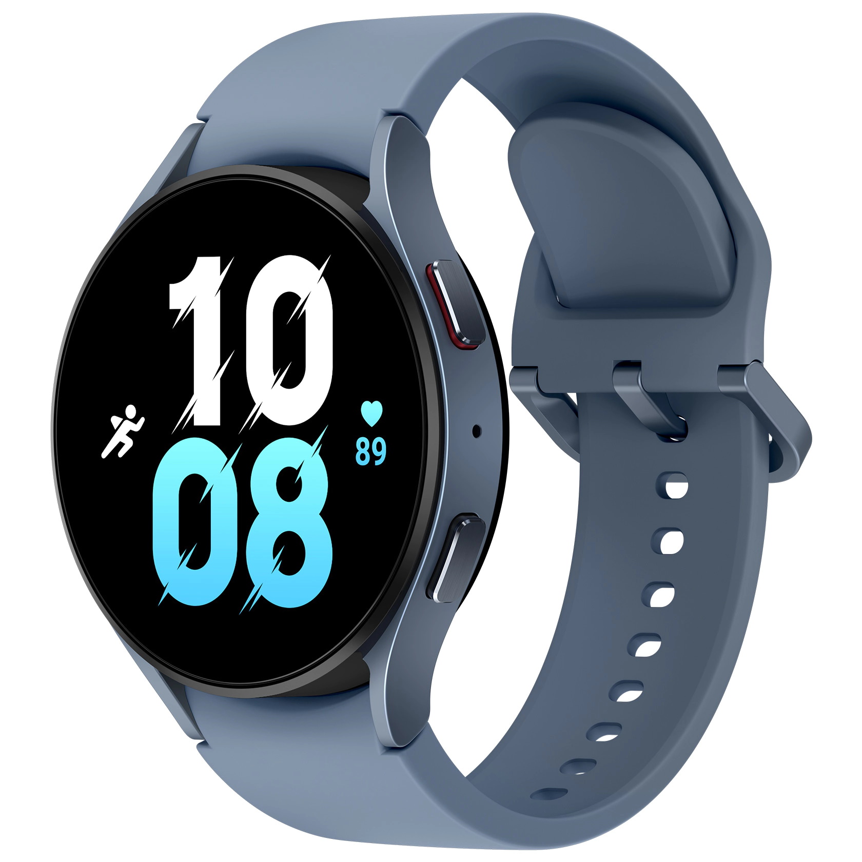 Samsung Galaxy Watch 5 avec étui bleu et bracelet sport saphir