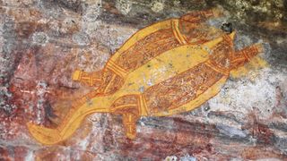 Rock painting of turtle