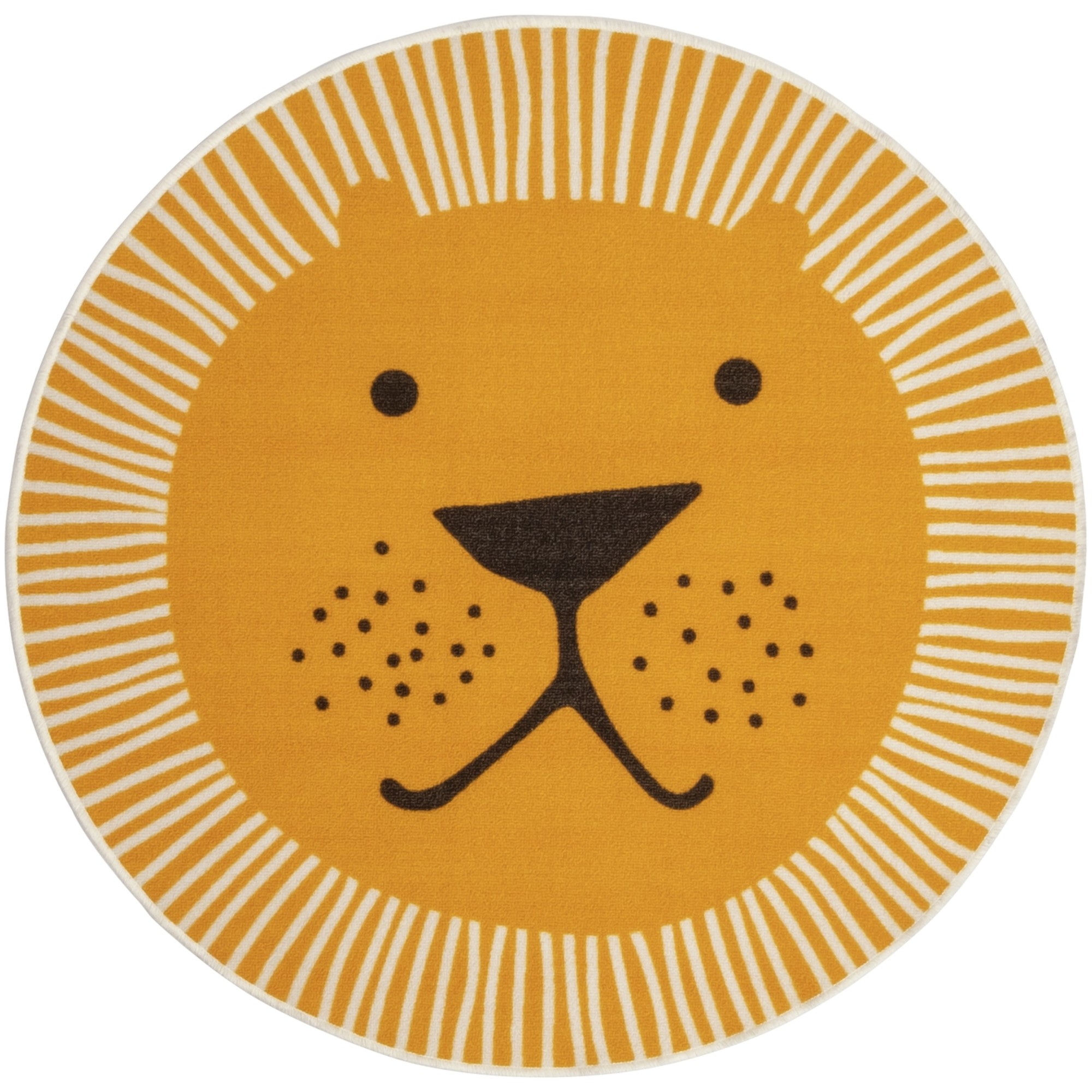 Habitat Kids Lion Face Round Yellow Short Pile Rug