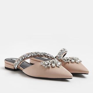 pink jeweled mules