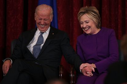 Clinton and Biden share a laugh.