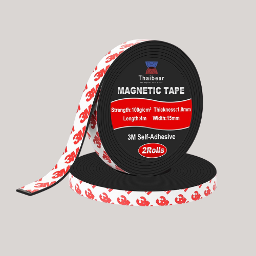 Thaibear Magnetic Tape Self Adhesive, 2 Rolls Magnetic Strips With 3m Adhesive Backing (15mm Wide X 4m Long), Magnet Tape Strip Roll Perfect for Diy, Art Projects