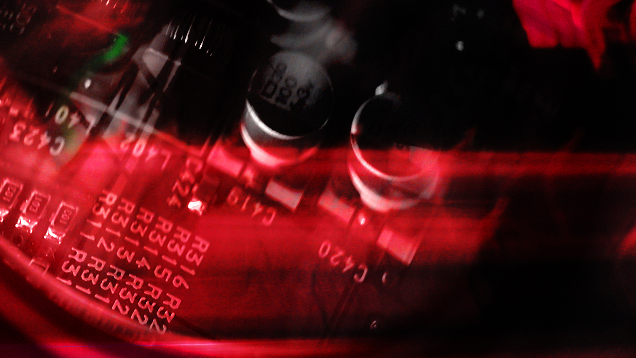 PCB under red light