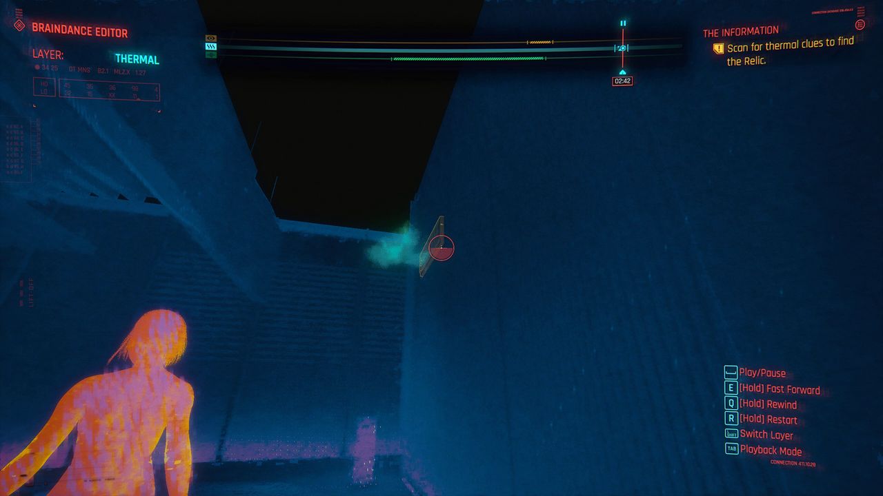 Cyberpunk 2077 how to find the relic &mdash; inspecting a wall vent and the thermal reading emerging from it