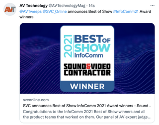 SVC announces Best of Show InfoComm 2021 Award winners