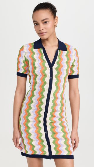 Wavy Stripes Knit Mini Dress