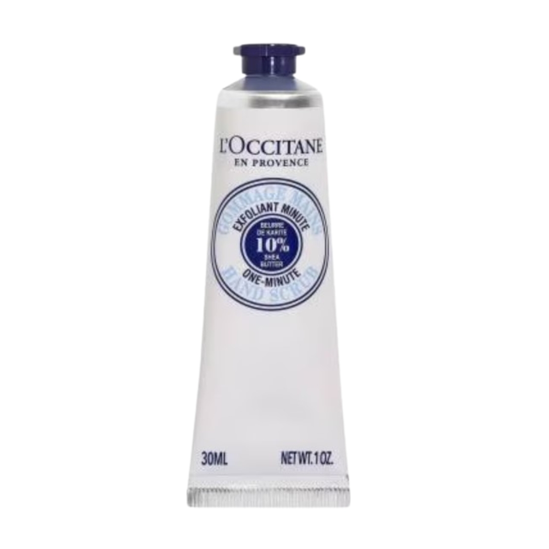 L'Occitane Shea One Minute Hand Scrub, na bílém pozadí