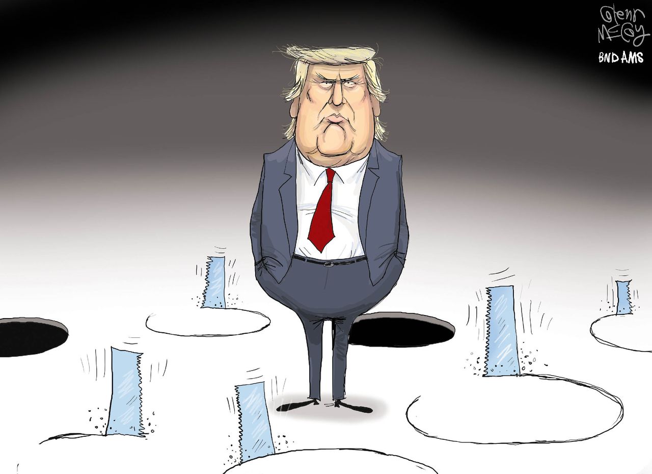 Political Cartoon U.S. Undermine President Trump failure