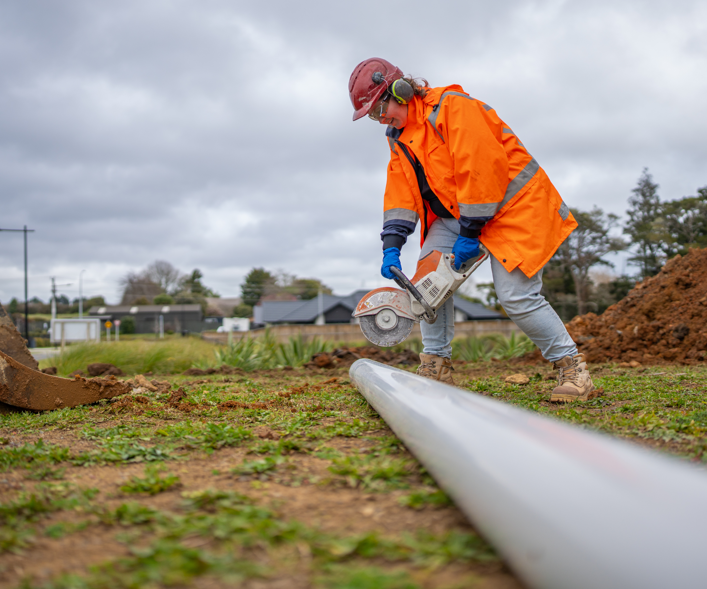 worked cutting pipe with angle grinder