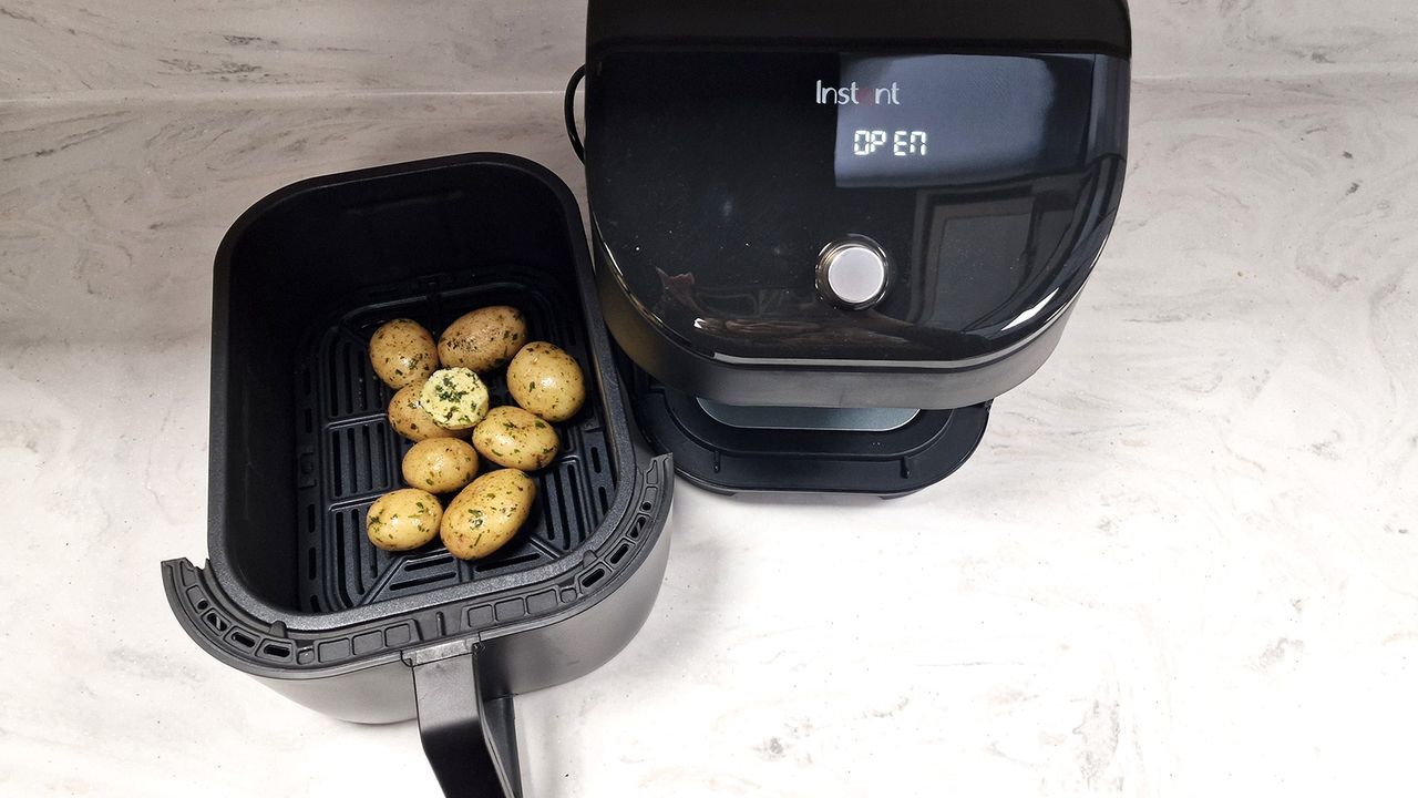 Instant Vortex Slim XL Air Fryer before roasting potatoes
