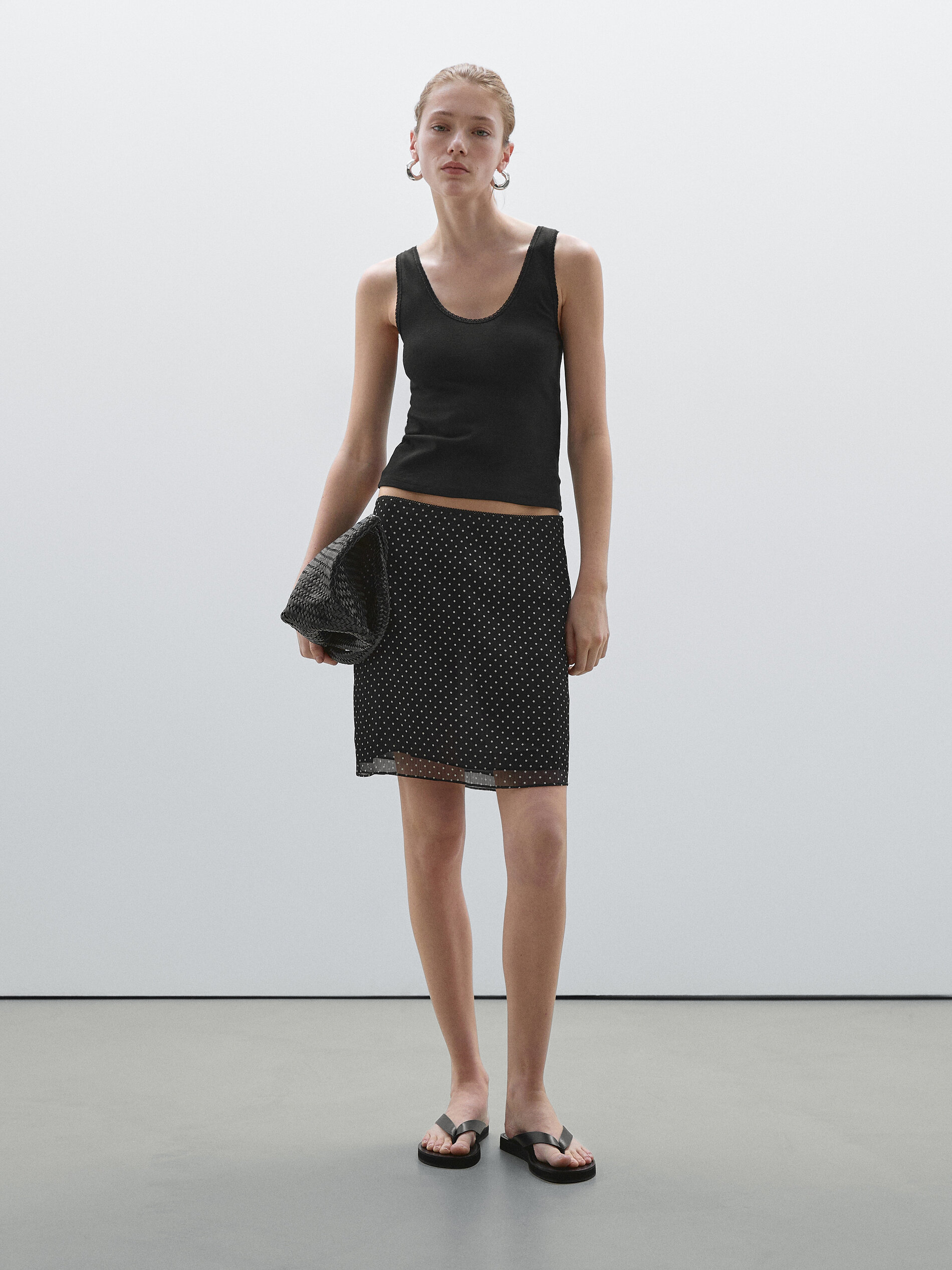 Short Polka Dot Print Skirt