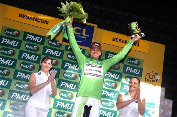 Thor Hushovd (Cervelo TestTeam) remains the points leader after stage 14