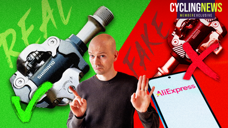 Matt Loveridge pointing to a fake and real bike pedal