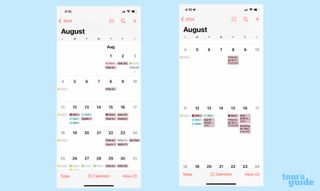 Calendar app in iOS 18 with collapsable month view