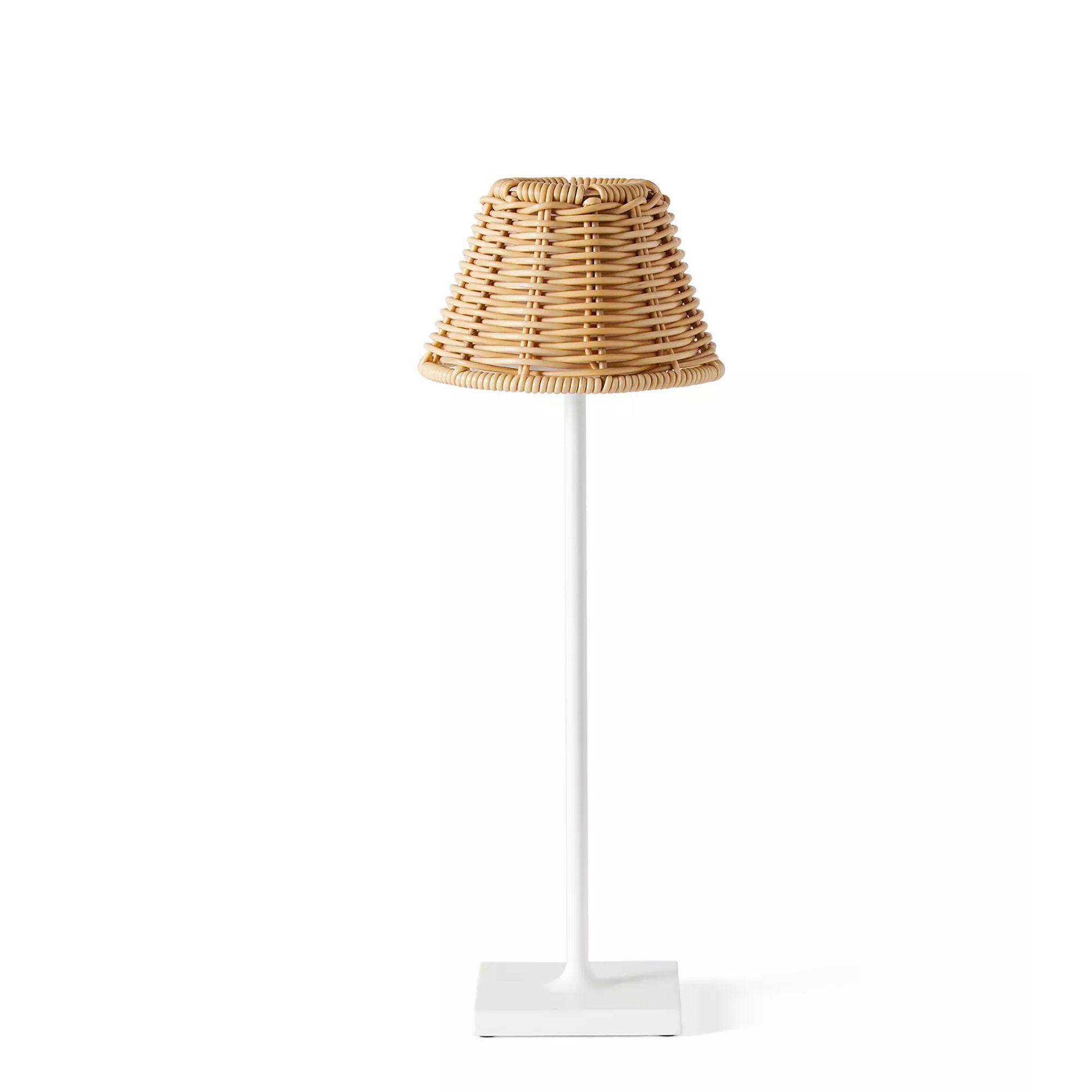Outdoor table lamp with rattan shade