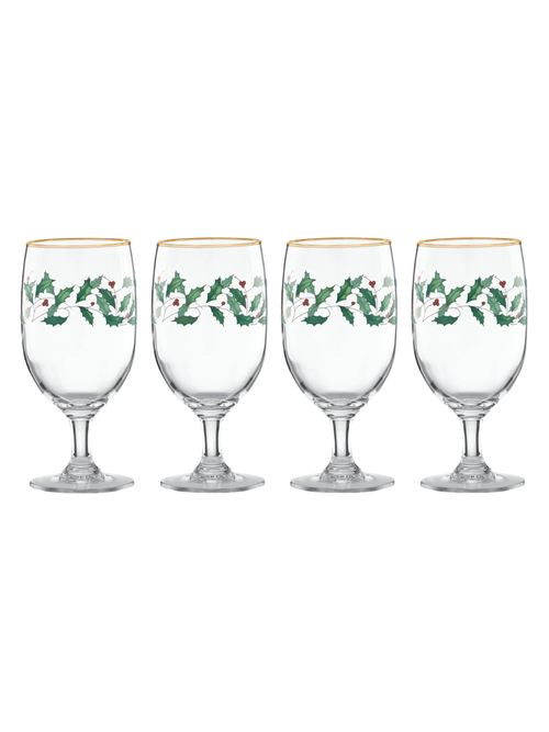 Holiday Christmas Glass Tumblers, Set of 4