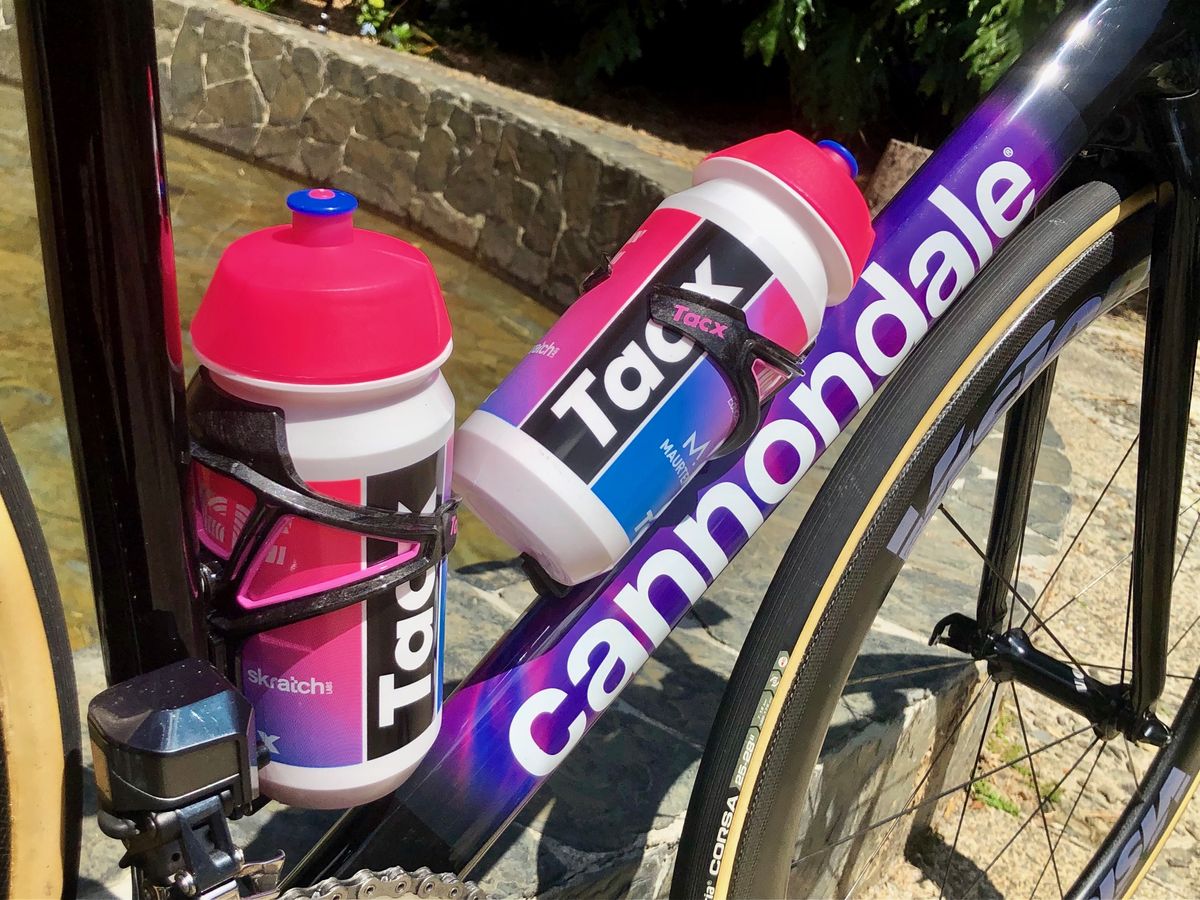 Bright bidons are complemented by colour-coordinated Tacx Ciro bottle cages