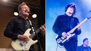 Conan O&#039;Brien (left) and Jack White performing onstage