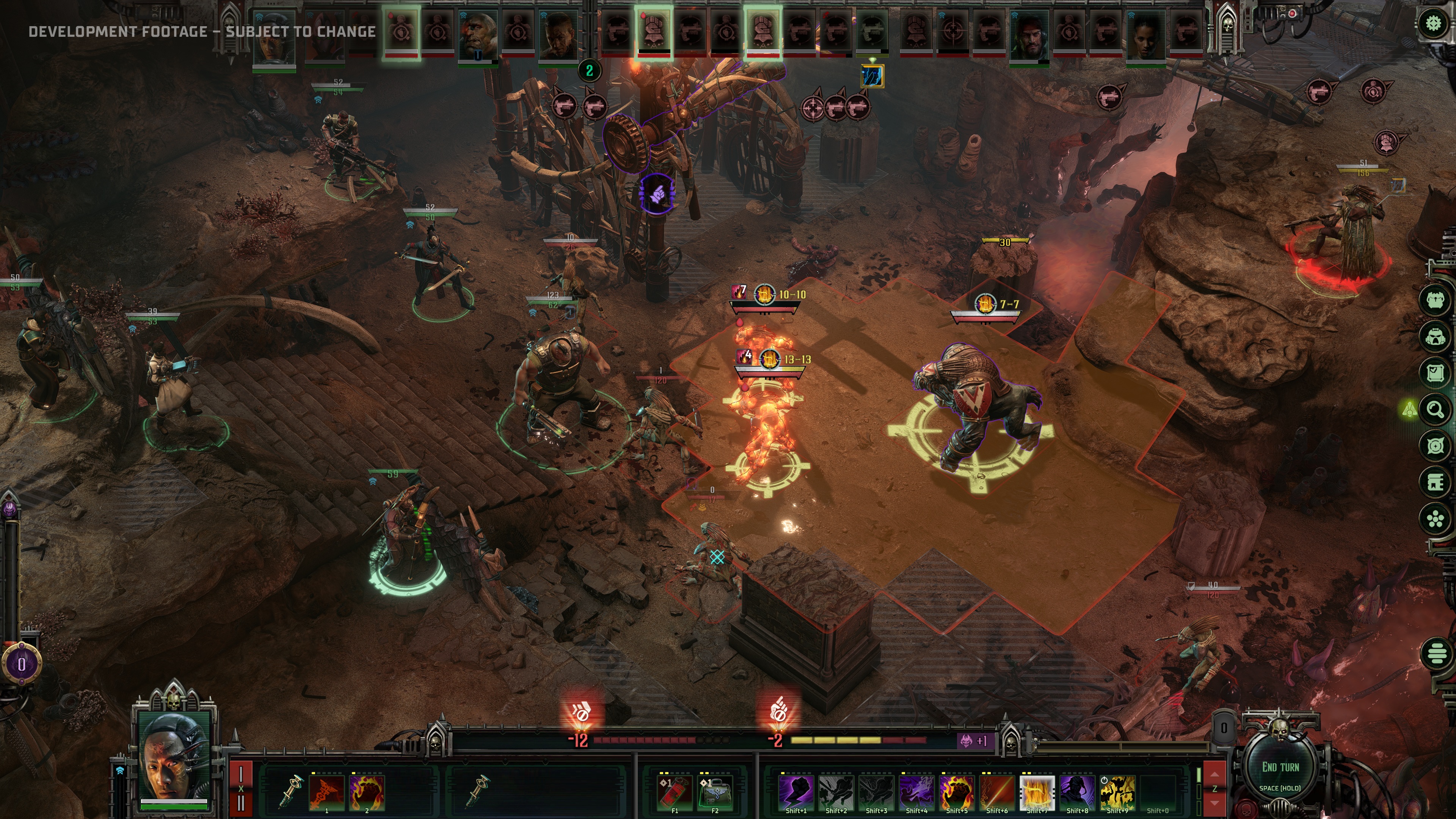 Warhammer 40K: Dark Heresy screenshot showing combat, with the Inquisitor fighting against creatures that dwell in Hive City