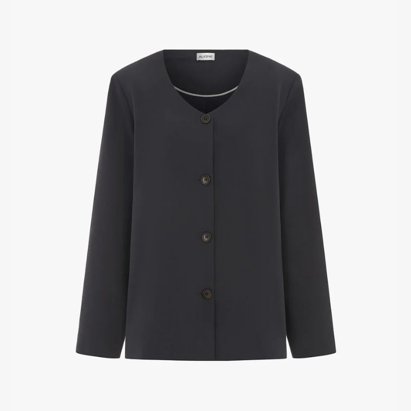 A cutout of a scoop neck blazer from Aligne