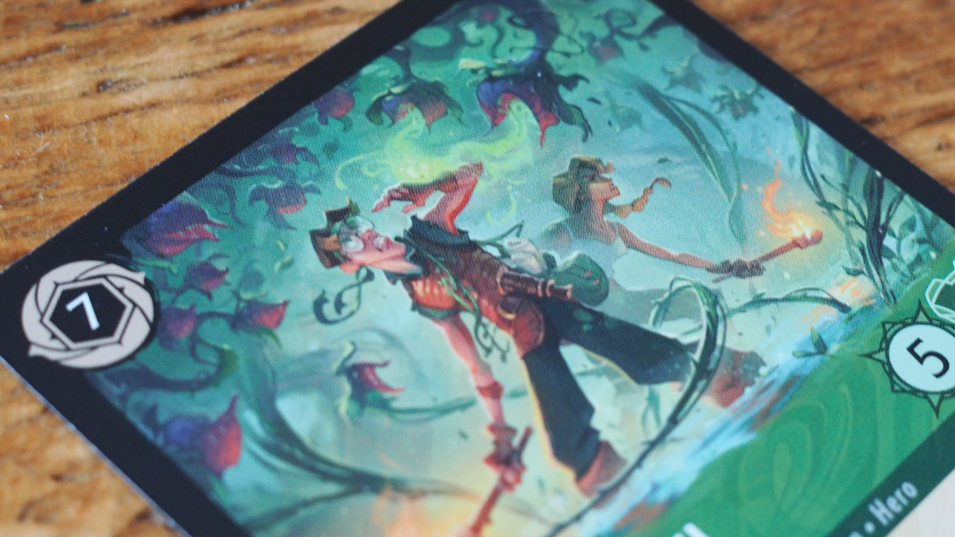 Milo Thatch fights off violent plants in Wilds Unknown card artwork