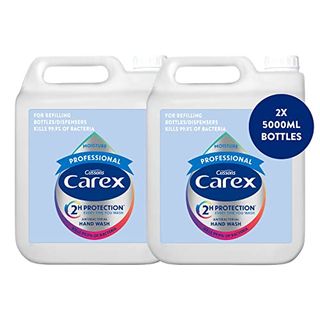 Carex 2 Hour Protection Antibacterial Professional Moisture Hand Wash Refills, Liquid Hand Soap Eco Refill for Homes and Businesses, With Vitamin E, Bulk Buy, Pack of 2 X 5 L Bottles