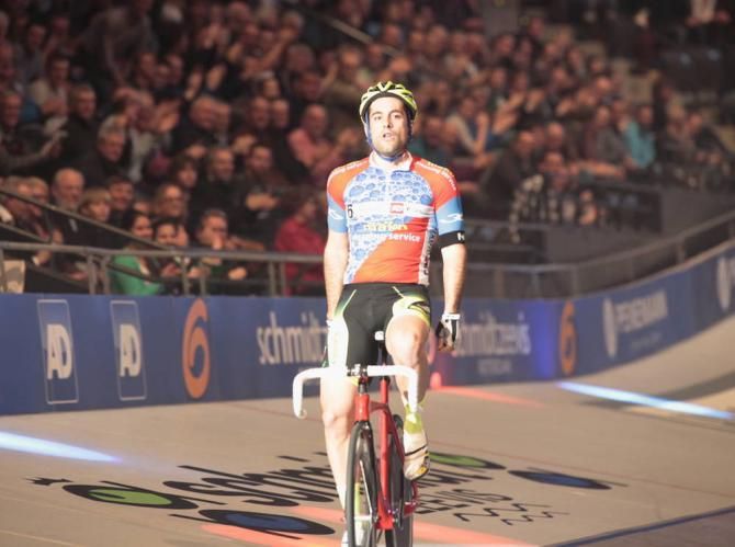 Tristan Marguet celebrates after winning the time trial on day 2