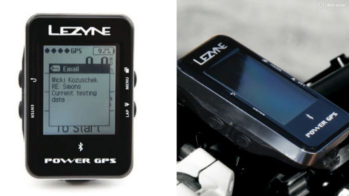 The mid-range Lezyne Power GPS computer adds Bluetooth Smart wireless capabilty for pairing with compatible iOS and Android smartphones. In addition to a longer run time, greater storage capacity, faster satellite locks, and a bigger screen than the entry-level Mini model, the Power GPS will also be able to display incoming text messages, emails and phone calls