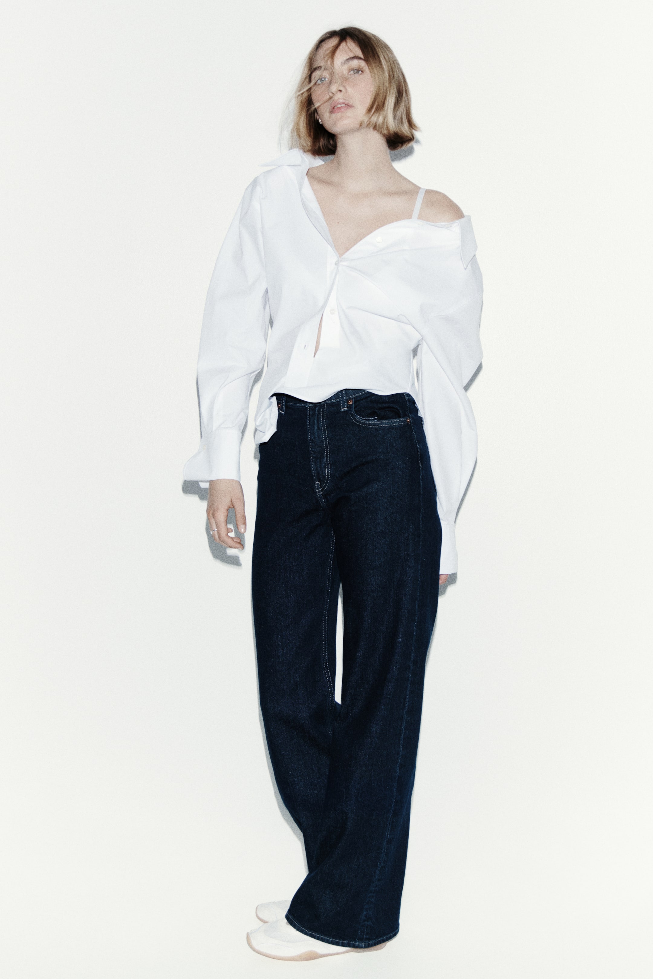 Wide High Waist Jeans - Denim Blue