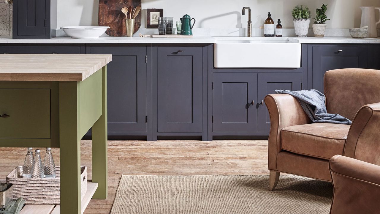 kitchen with a jute rug