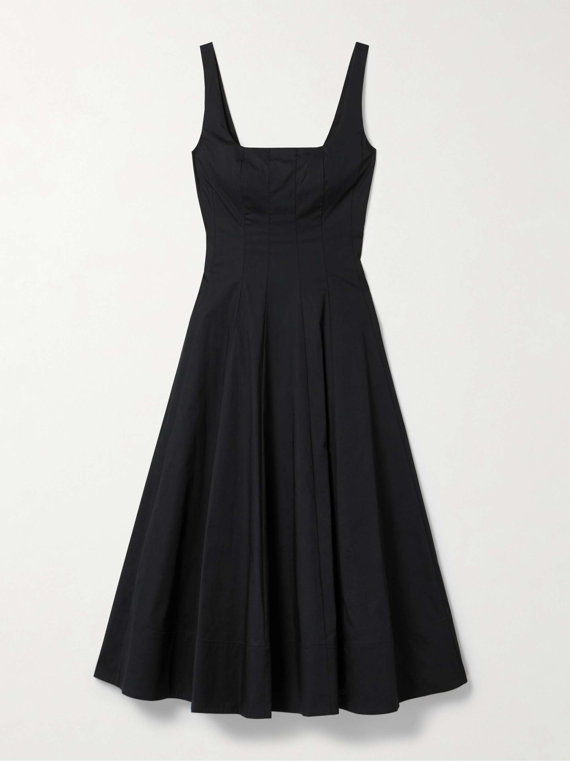 Wells Pleated Cotton-Blend Poplin Midi Dress