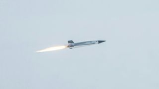 Stratolaunch's Talon-2A hypersonic vehicle during a hypersonic test flight in either December 2024 or March 2025.