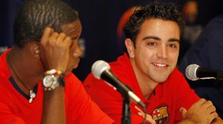 Xavi of Barcelona during a press conference, 2006